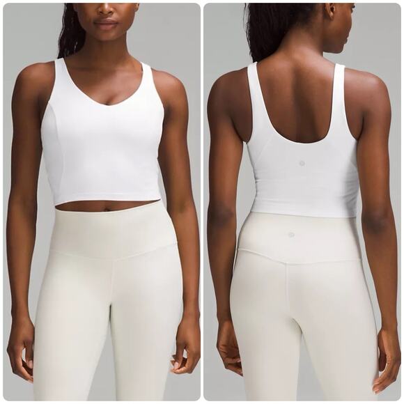 LULULEMON Align White Crop Tank Top Light Support Nulu Buttery Soft Size 0 - Picture 1 of 9